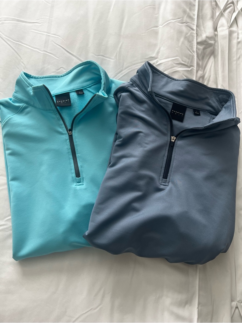 Men's Dunning Golf Half-Zip Performance Pullovers (2) - Aqua and Slate